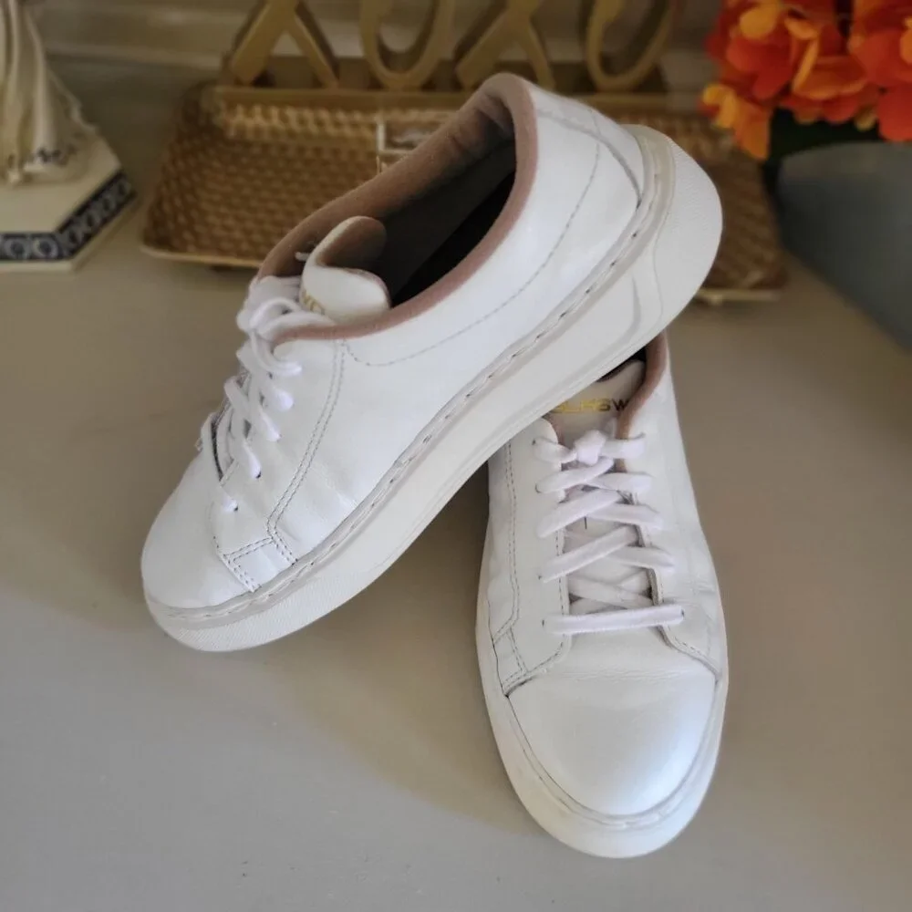 BLKSWN Women's White Leather Lace-Up Sneakers - SZ 7